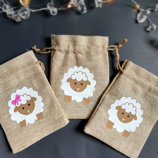 5 Stk. Leinen-Tütchen "Kleines Lamm"