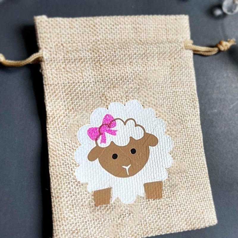5 Stk. Leinen-Tütchen "Kleines Lamm"