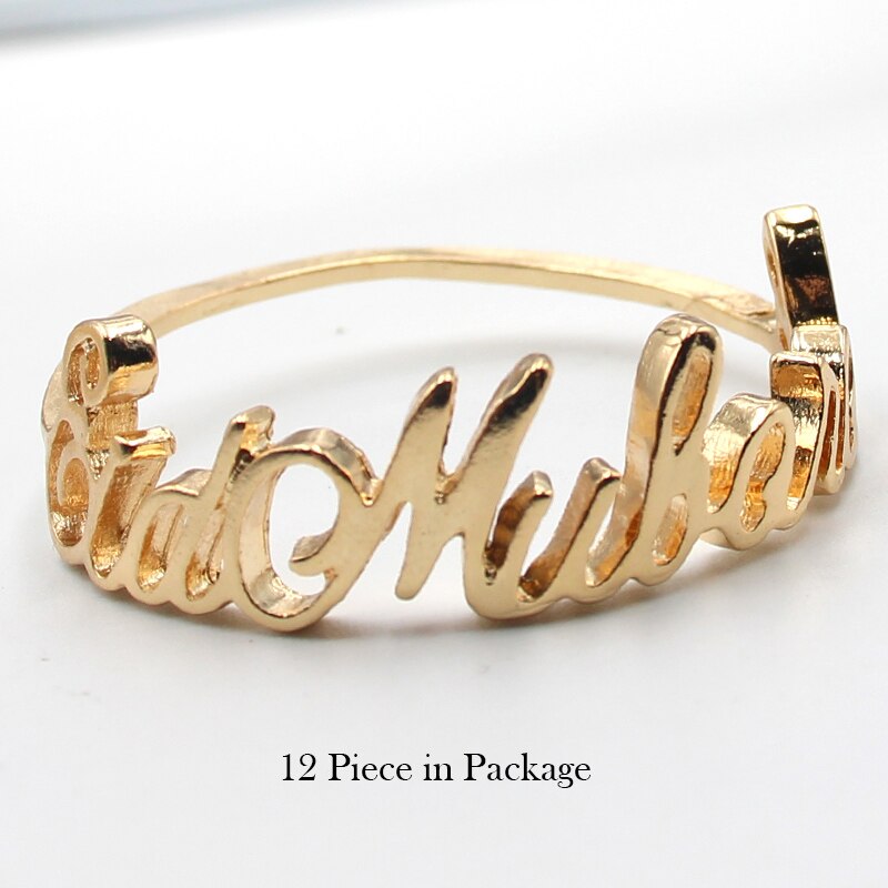 Diy Letter Eid Mubarak Gold Napkin Rings Gold Napkin Ring Holders Buckles for Dining Candlelight Dinner Party of Table