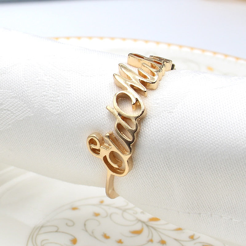 Diy Letter Eid Mubarak Gold Napkin Rings Gold Napkin Ring Holders Buckles for Dining Candlelight Dinner Party of Table