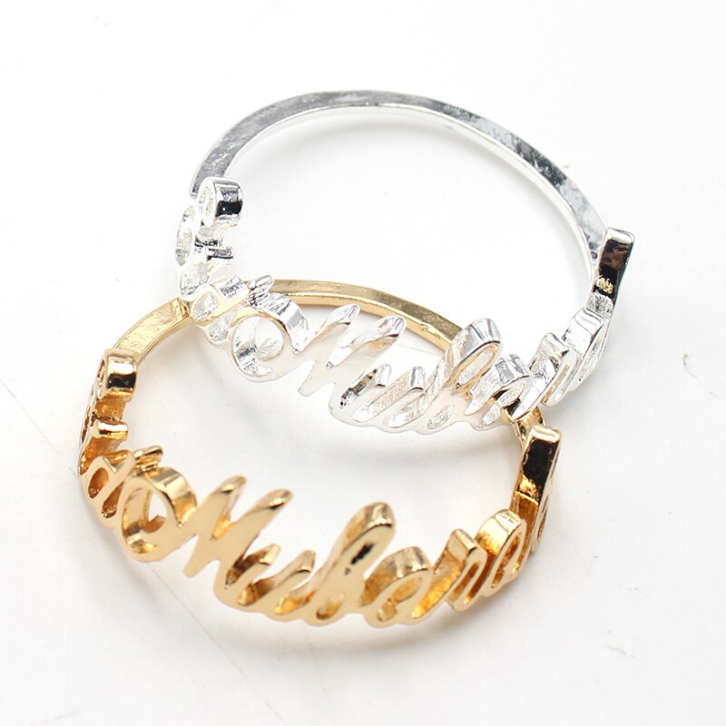 Diy Letter Eid Mubarak Gold Napkin Rings Gold Napkin Ring Holders Buckles for Dining Candlelight Dinner Party of Table