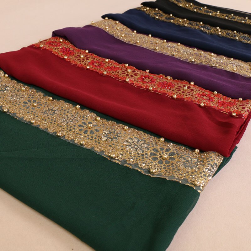 women muslim lace bubble chiffon hijab scarf foulard femme musulman islamic head scarves arab headwear
