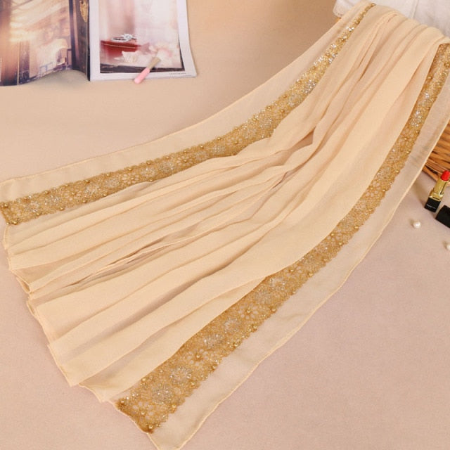 women muslim lace bubble chiffon hijab scarf foulard femme musulman islamic head scarves arab headwear