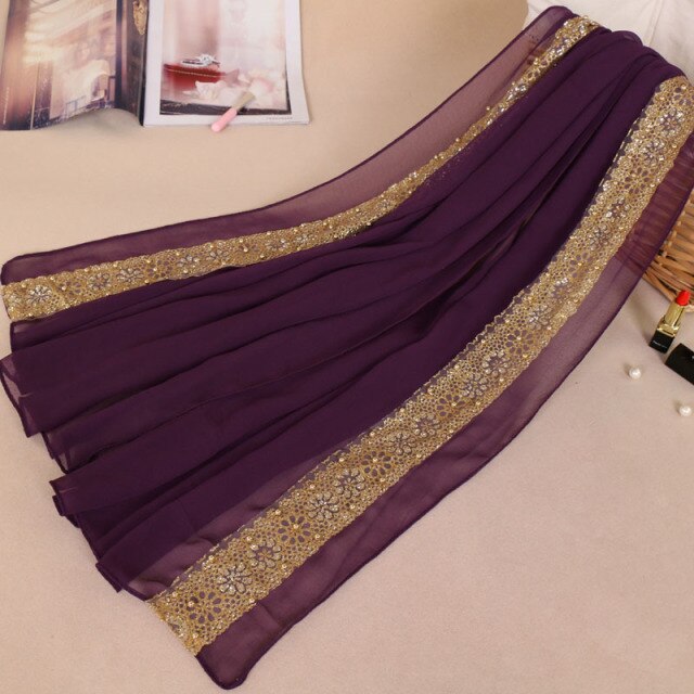 women muslim lace bubble chiffon hijab scarf foulard femme musulman islamic head scarves arab headwear