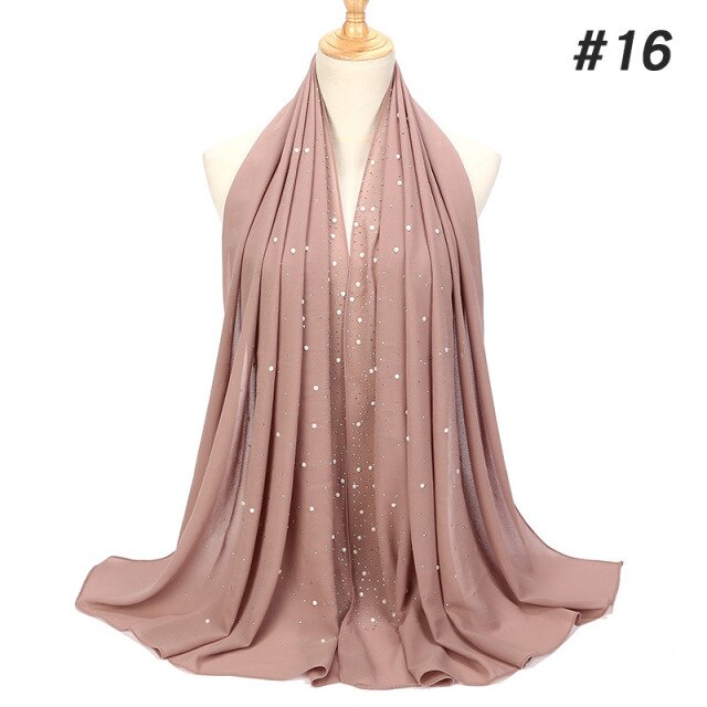 Luxury Pearl Chiffon Woman Hijab Under Scarf With Drill Muslim Woman shawl and wrap Turban Islamic Clothing Instant Headscarf