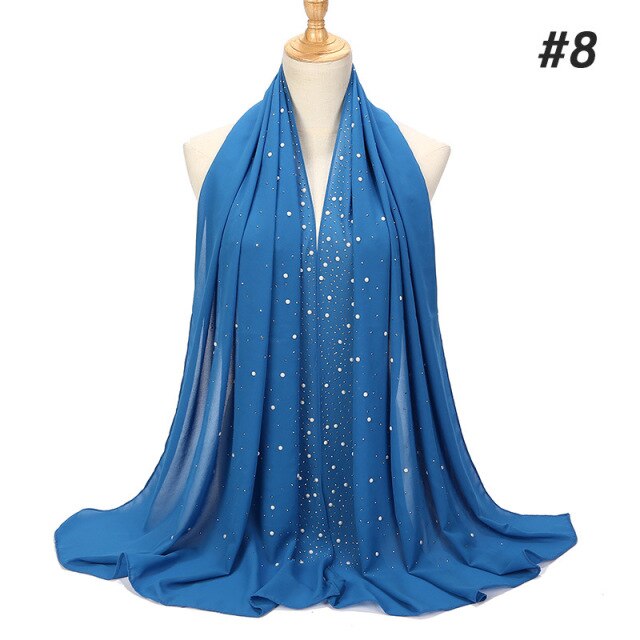 Luxury Pearl Chiffon Woman Hijab Under Scarf With Drill Muslim Woman shawl and wrap Turban Islamic Clothing Instant Headscarf