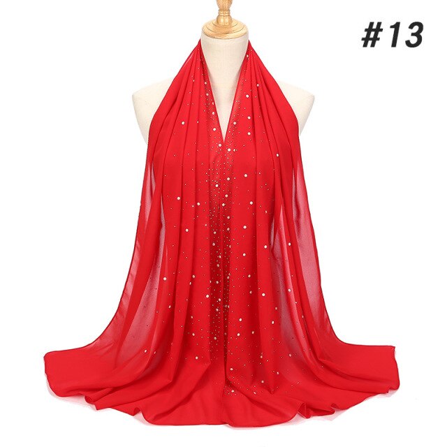 Luxury Pearl Chiffon Woman Hijab Under Scarf With Drill Muslim Woman shawl and wrap Turban Islamic Clothing Instant Headscarf