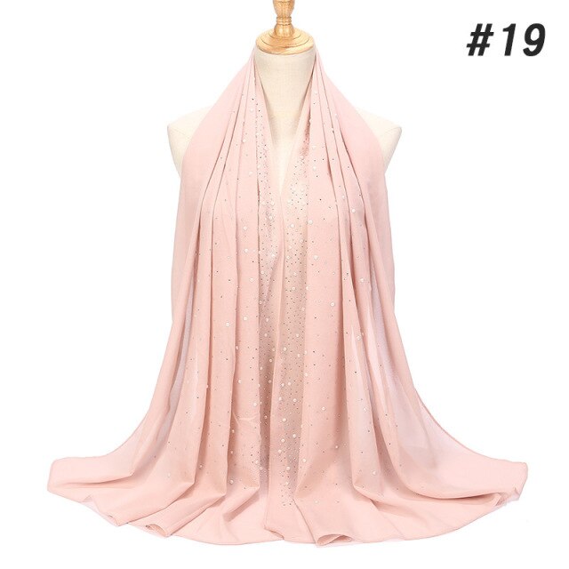 Luxury Pearl Chiffon Woman Hijab Under Scarf With Drill Muslim Woman shawl and wrap Turban Islamic Clothing Instant Headscarf