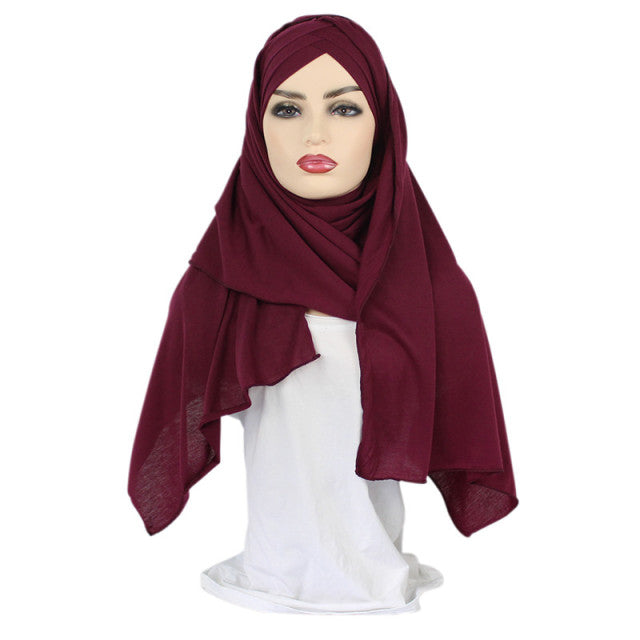 Women plain bubble cotton jersey scarf Head hijab wrap solid instant shawls foulard femme muslim hijabs store ready to wear