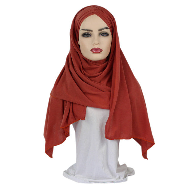 Women plain bubble cotton jersey scarf Head hijab wrap solid instant shawls foulard femme muslim hijabs store ready to wear