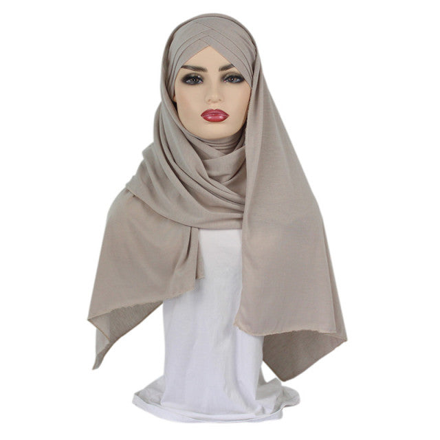Women plain bubble cotton jersey scarf Head hijab wrap solid instant shawls foulard femme muslim hijabs store ready to wear