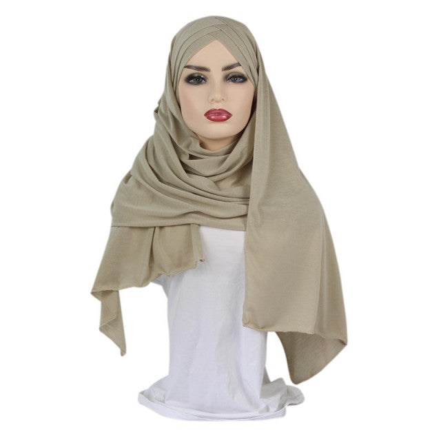 Women plain bubble cotton jersey scarf Head hijab wrap solid instant shawls foulard femme muslim hijabs store ready to wear