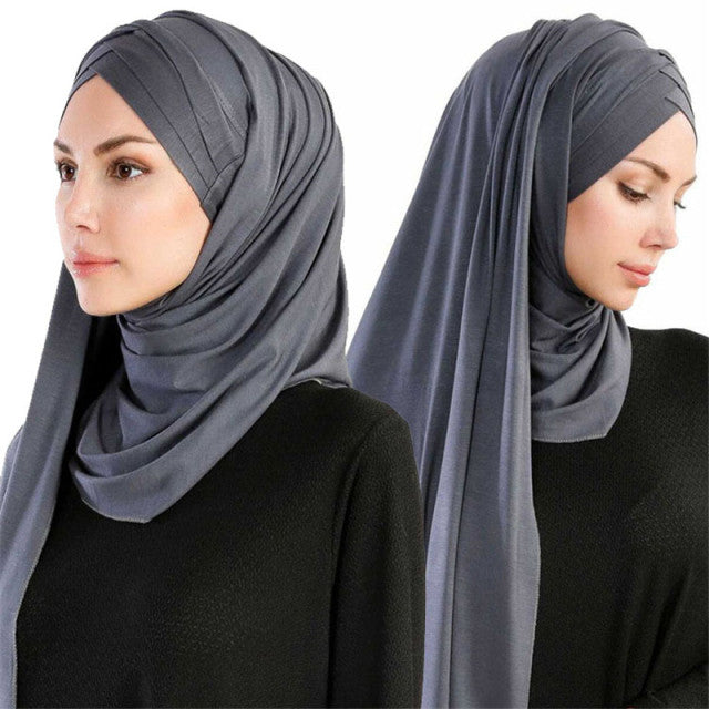 Women plain bubble cotton jersey scarf Head hijab wrap solid instant shawls foulard femme muslim hijabs store ready to wear