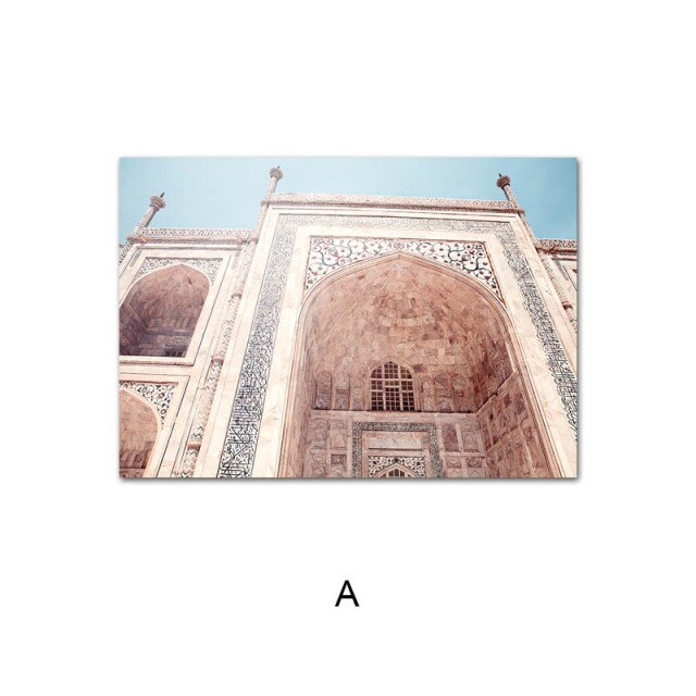 Islamic Architecture Wall Art Painting Mosque Temple Canvas Muslim Canvas Poster Landscape Print Allah Religion Decor Picture