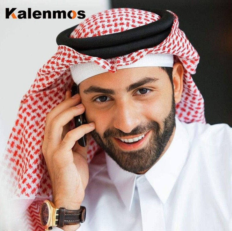 Muslim Hijab Man Multifunction Tactical Head Scarf Wrap Bandana Palestine Islamic Military Plaid Shawl Tassel Keffiyeh Shemagh