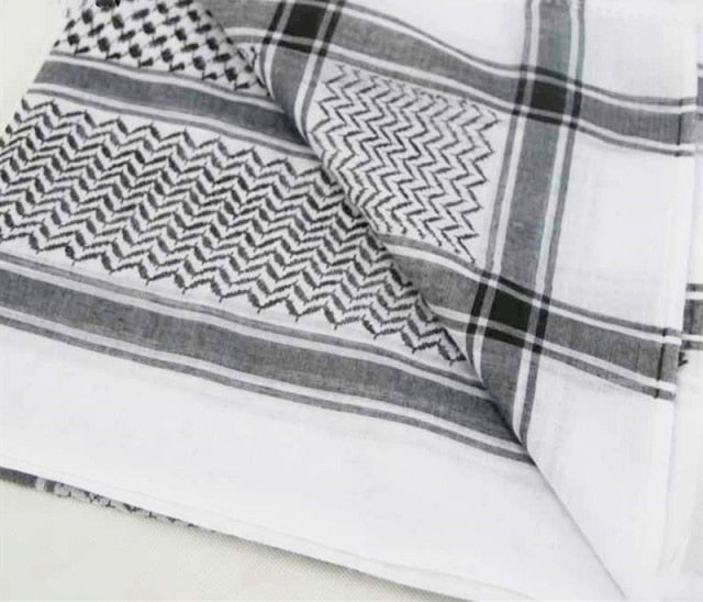 Muslim Hijab Man Multifunction Tactical Head Scarf Wrap Bandana Palestine Islamic Military Plaid Shawl Tassel Keffiyeh Shemagh