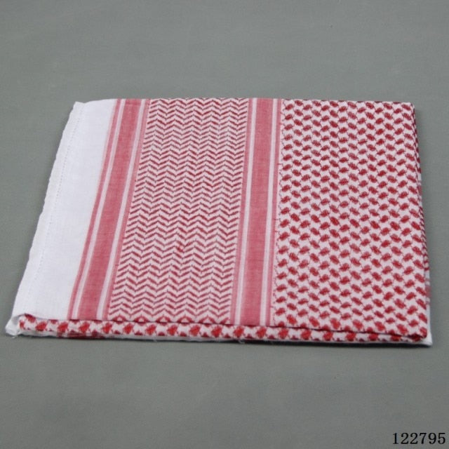 Muslim Hijab Man Multifunction Tactical Head Scarf Wrap Bandana Palestine Islamic Military Plaid Shawl Tassel Keffiyeh Shemagh