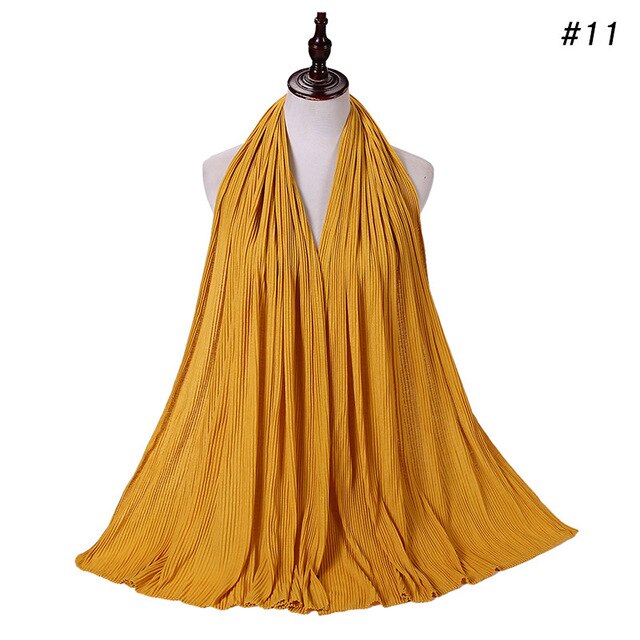Trendy Crinkled Jersey Muslim Scarf Hijab Long Shawl For Women Fashion Plain Wrinkled Head Wrap Islamic Modesty Headwear Turban