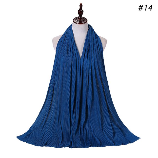 Trendy Crinkled Jersey Muslim Scarf Hijab Long Shawl For Women Fashion Plain Wrinkled Head Wrap Islamic Modesty Headwear Turban