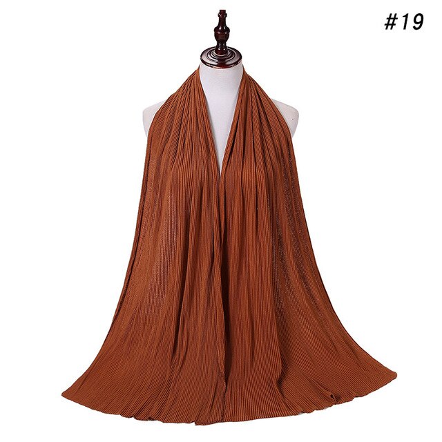 Trendy Crinkled Jersey Muslim Scarf Hijab Long Shawl For Women Fashion Plain Wrinkled Head Wrap Islamic Modesty Headwear Turban