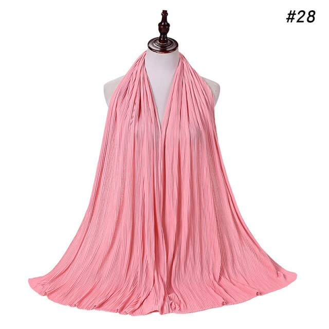 Trendy Crinkled Jersey Muslim Scarf Hijab Long Shawl For Women Fashion Plain Wrinkled Head Wrap Islamic Modesty Headwear Turban