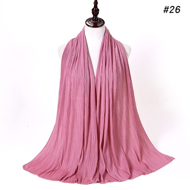 Trendy Crinkled Jersey Muslim Scarf Hijab Long Shawl For Women Fashion Plain Wrinkled Head Wrap Islamic Modesty Headwear Turban