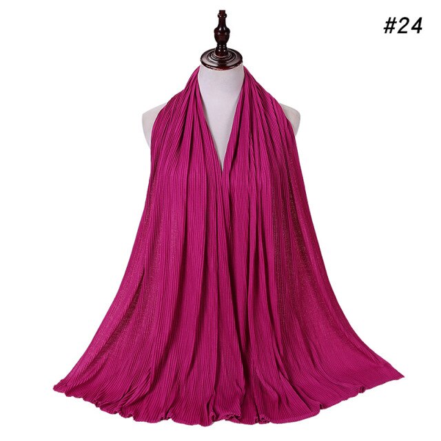 Trendy Crinkled Jersey Muslim Scarf Hijab Long Shawl For Women Fashion Plain Wrinkled Head Wrap Islamic Modesty Headwear Turban