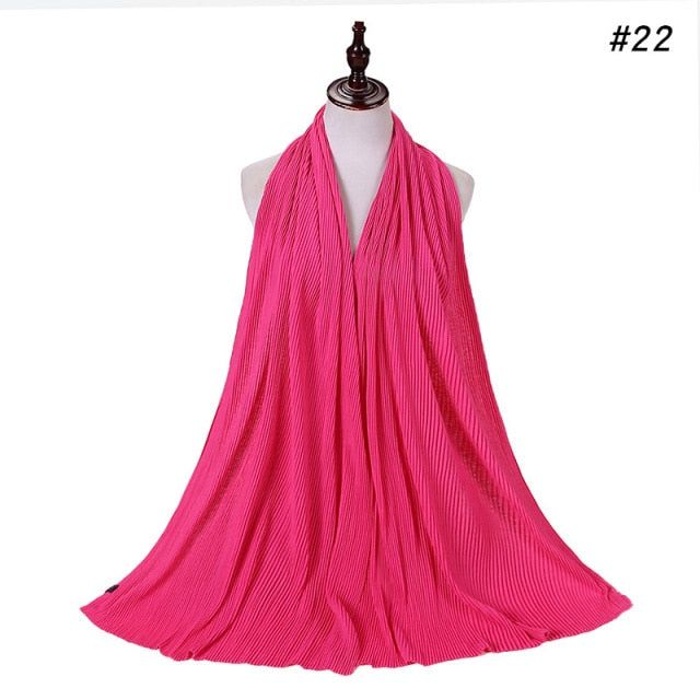 Trendy Crinkled Jersey Muslim Scarf Hijab Long Shawl For Women Fashion Plain Wrinkled Head Wrap Islamic Modesty Headwear Turban