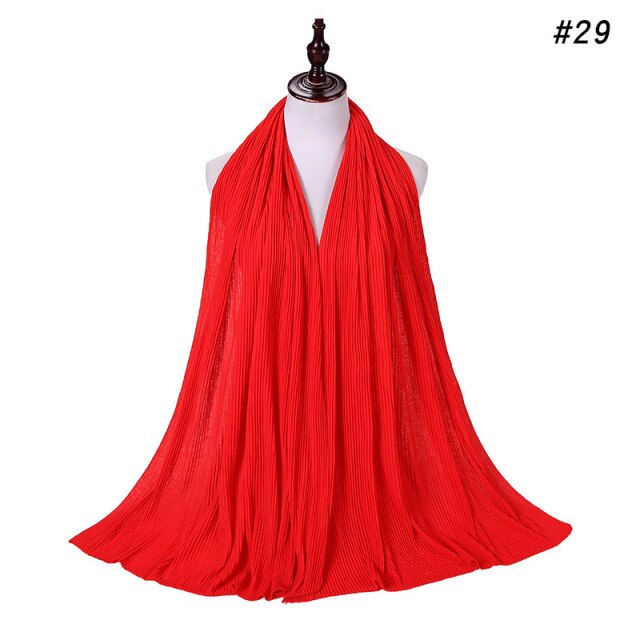 Trendy Crinkled Jersey Muslim Scarf Hijab Long Shawl For Women Fashion Plain Wrinkled Head Wrap Islamic Modesty Headwear Turban