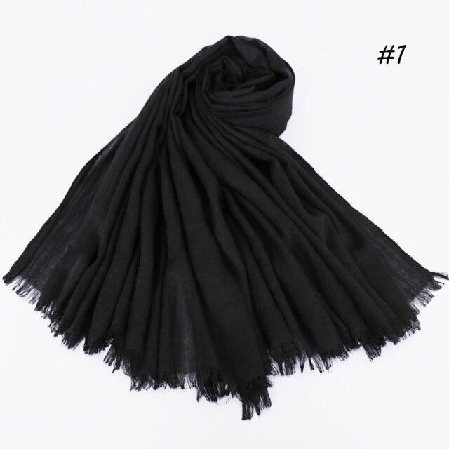 Spring women scarf 190*120cm muslim hijab femme musulman headscarf islamic shawls crinkle solid pashmina hijabs