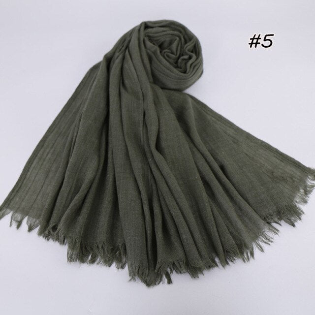 Spring women scarf 190*120cm muslim hijab femme musulman headscarf islamic shawls crinkle solid pashmina hijabs