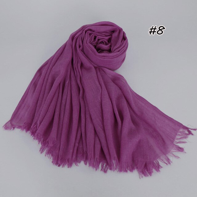 Spring women scarf 190*120cm muslim hijab femme musulman headscarf islamic shawls crinkle solid pashmina hijabs