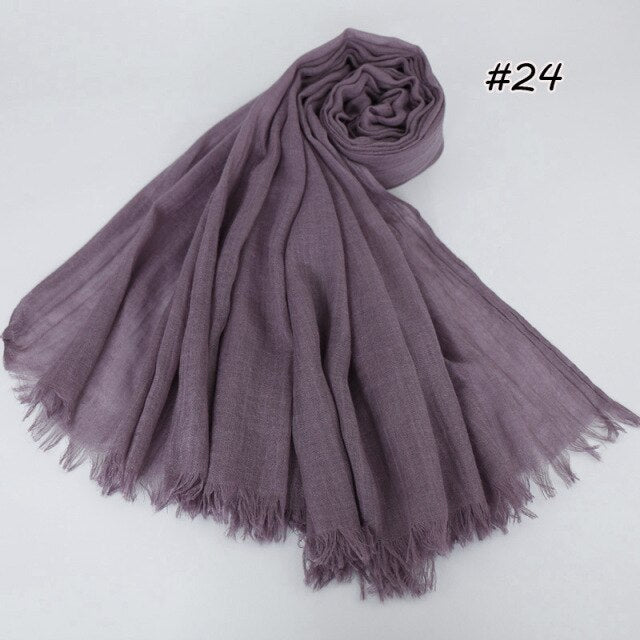 Spring women scarf 190*120cm muslim hijab femme musulman headscarf islamic shawls crinkle solid pashmina hijabs