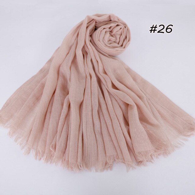 Spring women scarf 190*120cm muslim hijab femme musulman headscarf islamic shawls crinkle solid pashmina hijabs