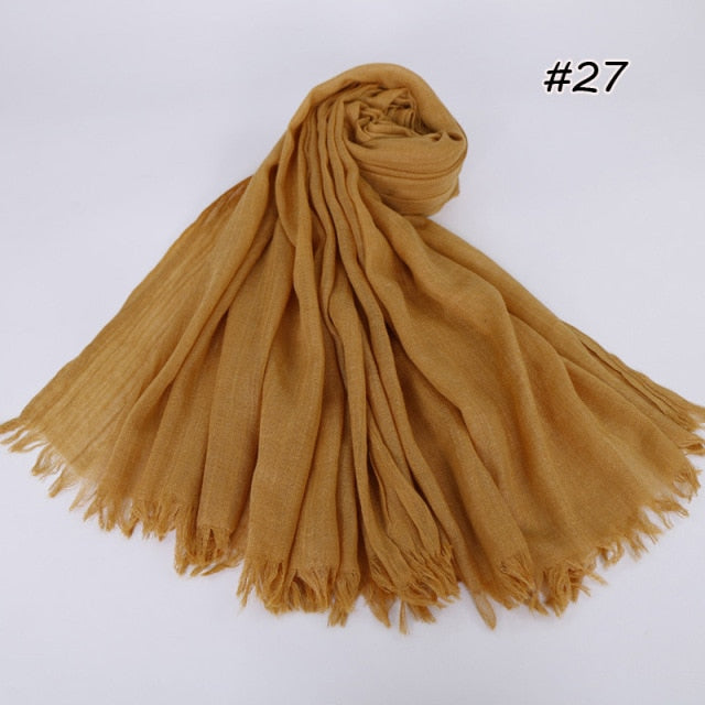 Spring women scarf 190*120cm muslim hijab femme musulman headscarf islamic shawls crinkle solid pashmina hijabs