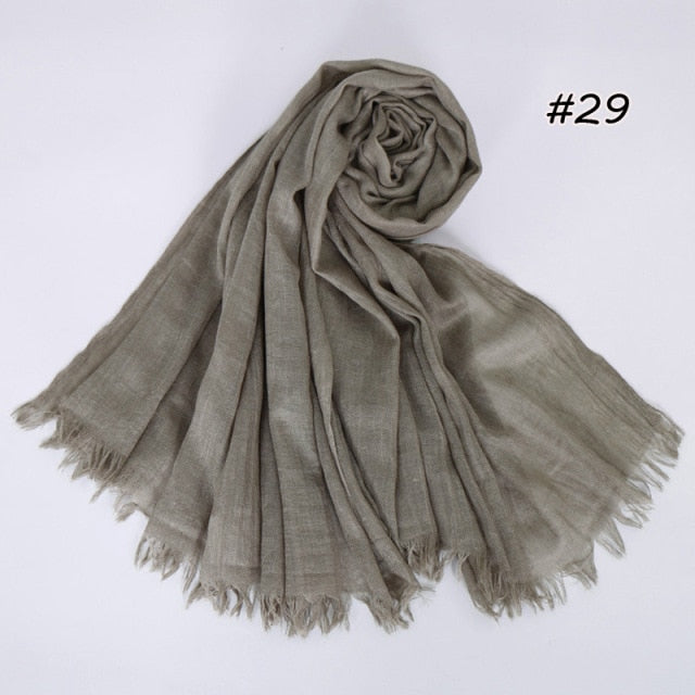 Spring women scarf 190*120cm muslim hijab femme musulman headscarf islamic shawls crinkle solid pashmina hijabs