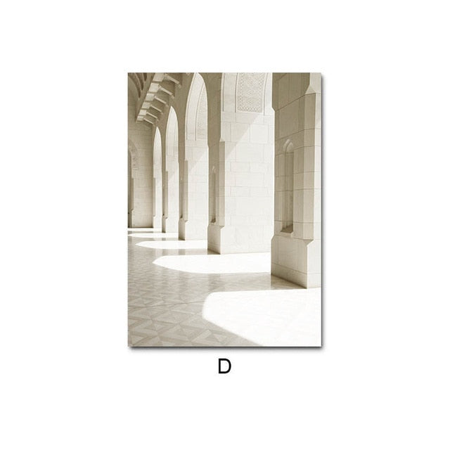 Islamic Beige Poster Landscape Canvas Print Mosque Morocco Door Wall Art Painting Bohemia Picture Modern Home Room Decoration