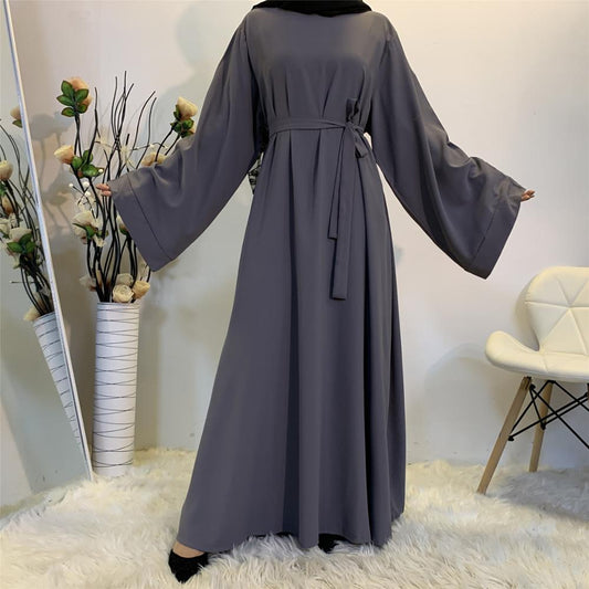 Women Muslim Maxi Abaya Dress Loose Nidha Long Sleeves Solid Color Dubai Turkey Islam Clothes Caftan Robe Modest Gown Elegance
