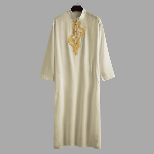 Men Muslim Islamic Kaftan Arabic Embroidery Long Sleeve Stand Collar Robes Vintage Dubai Caftan Men Jubba Thobe S-5XL INCERUN