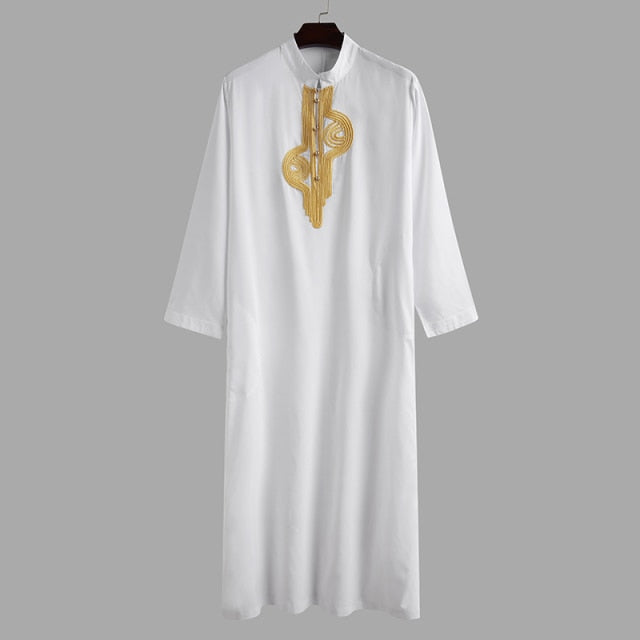 Men Muslim Islamic Kaftan Arabic Embroidery Long Sleeve Stand Collar Robes Vintage Dubai Caftan Men Jubba Thobe S-5XL INCERUN