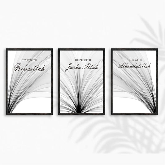 Nordic Black and White Islamic Wall Art Canvas Gifts Poster and Prints Alhamdulillah Print Paintings for Living Room Home Decor