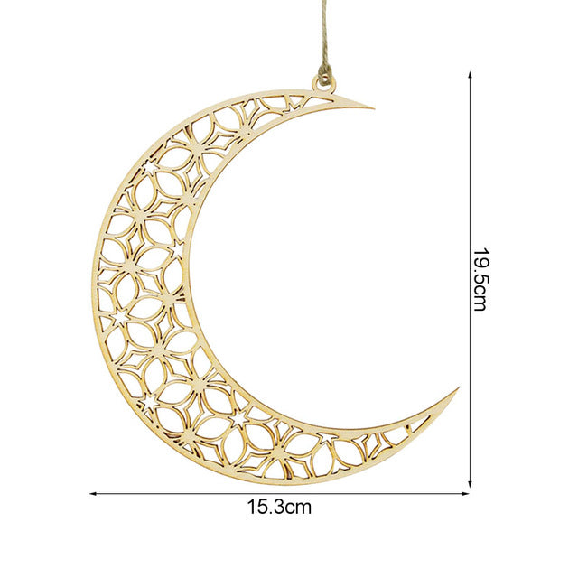 3Pcs Wooden Eid Mubarak Hanging Pendant Ornament Ramadan Kareem Gift Islam Muslim Home Table Decoration DIY Craft Party Supplies