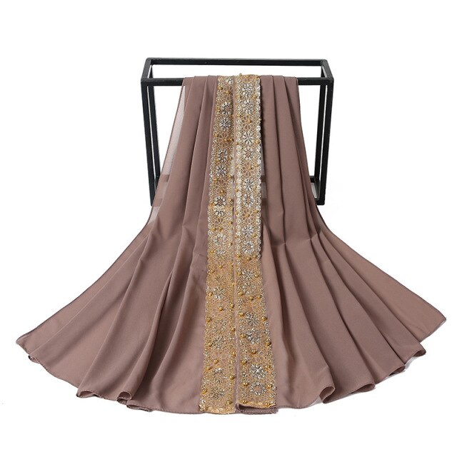 80*170cm malaysia women muslim chiffon hijab scarf with diamonds femme musulman glitter headscarf islamic hijab shawls wraps