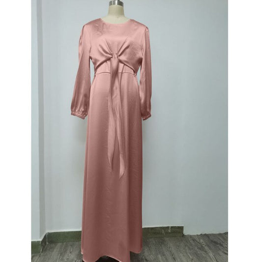 Abayas for Women Eid Ramadan Satin Dress Muslim Female Solid Color Casual Summer Dubai Abaya Turkey Modest Islamic Clothing