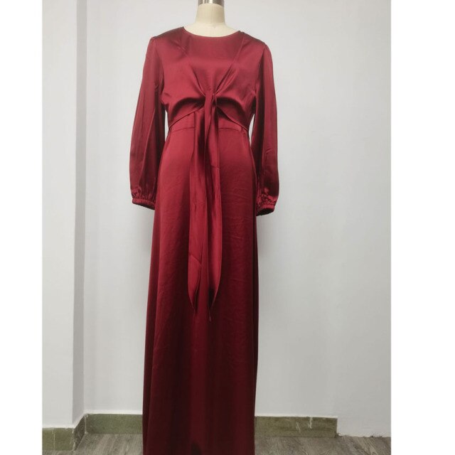 Abayas for Women Eid Ramadan Satin Dress Muslim Female Solid Color Casual Summer Dubai Abaya Turkey Modest Islamic Clothing