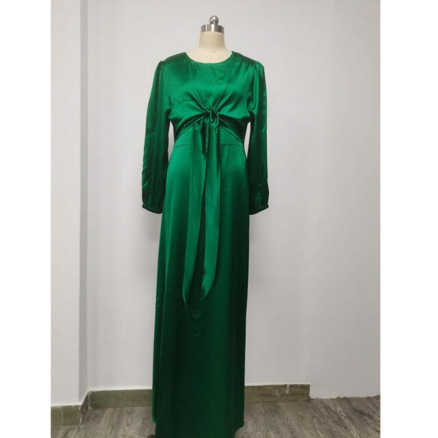 Abayas for Women Eid Ramadan Satin Dress Muslim Female Solid Color Casual Summer Dubai Abaya Turkey Modest Islamic Clothing