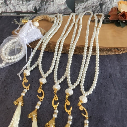 Tasbih Tasbeeh 99 Beads Eid Mubarak Pearl Prayer Islamic Ramadan Decoration Muslim Gifts Wedding Favors Blue Pink 10 Pieces Set