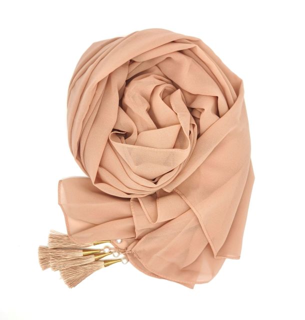 Bubble Chiffon Hijab Scarf Women Solid Color Long Soft Muslim Scarves Islam Wrap Shawl Femme Beaded Pearls Hijabs Tassel Scarf