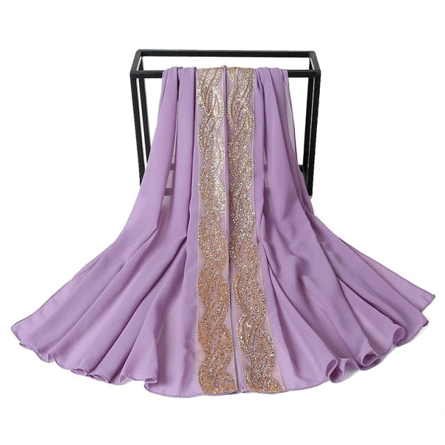 80*170cm malaysia women muslim chiffon hijab scarf with diamonds femme musulman glitter headscarf islamic hijab shawls wraps