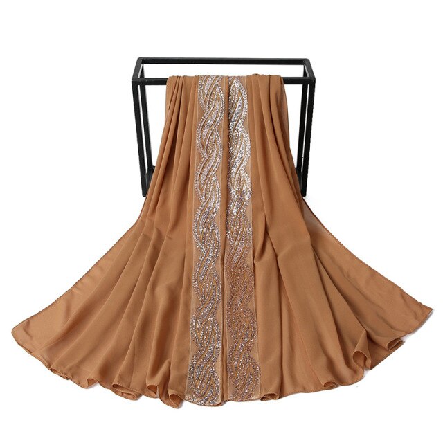 80*170cm malaysia women muslim chiffon hijab scarf with diamonds femme musulman glitter headscarf islamic hijab shawls wraps